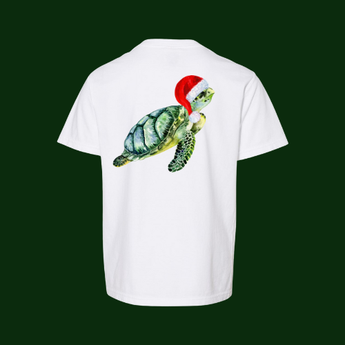 Kids Sea Turtle Santa Hat Tee