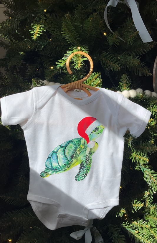 Kids Santa Sea Turtle Bodysuit +Tee