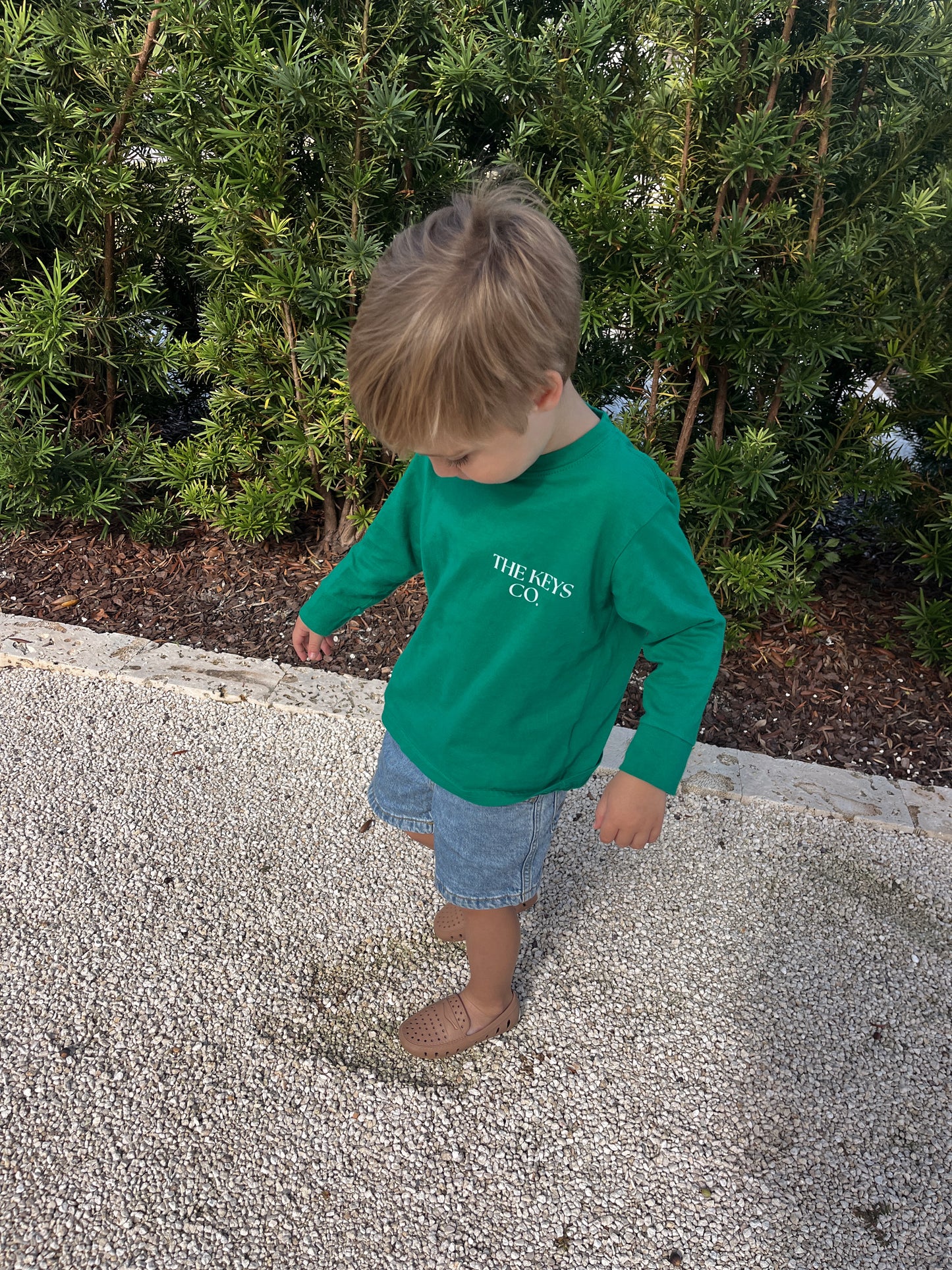 Kids Christmas Wreath Boat Long Sleeve Tee